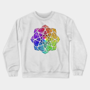 Rainbow Watercolor Crystal Mandala - Black Outline Crewneck Sweatshirt